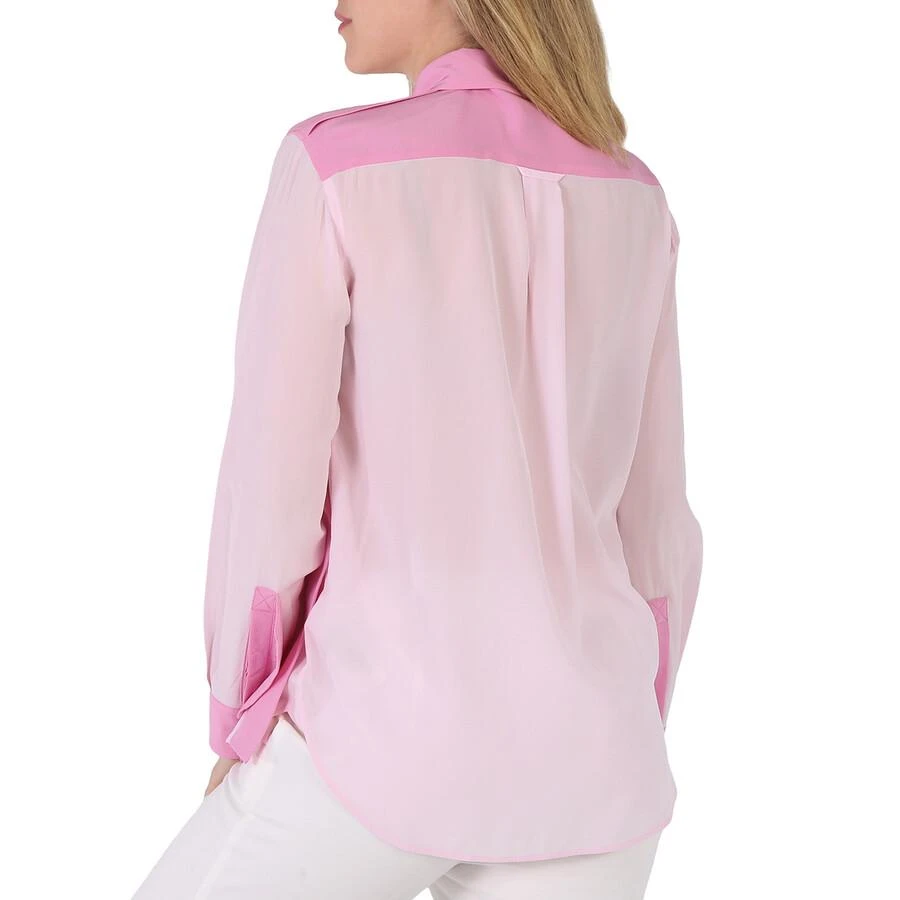 Burberry Ladies Beckierl Pale Candy Pink Panelled Silk Crepe-De-Chine Shirt 3
