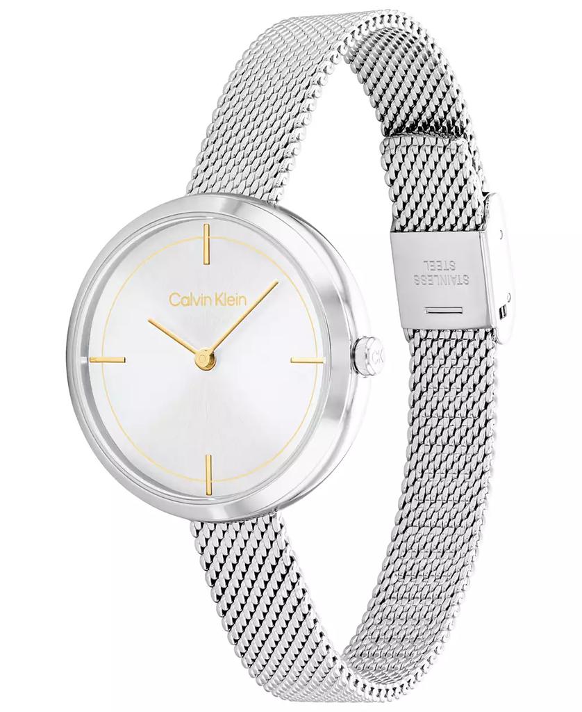 Calvin Klein Women's Silver-Tone Stainless Steel Mesh Bracelet Watch 30mm