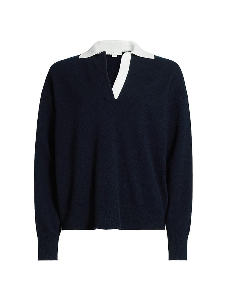 Vince Contrast Collar Polo Sweater