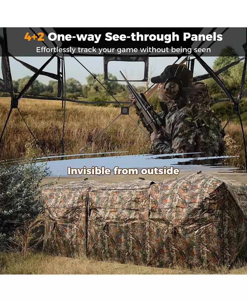 Mecale Double One-Way See-Through Ground Hunting Blinds for 2-6 People, Side-by-Side Shelter 4
