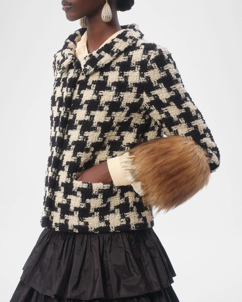 Valentino Faux-Fur Macro Houndstooth Tweed Jacket 5