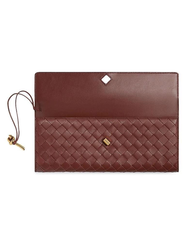 Bottega Veneta Andiamo Intrecciato Leather Top-Handle Clutch 3