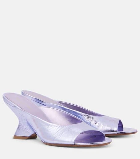 Dries Van Noten Metallic leather wedge mules 1