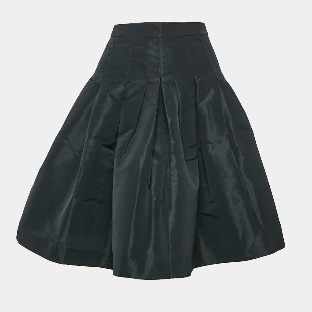 RED Valentino RED Valentino Black Faille Pleated Knee Length Skirt M 2
