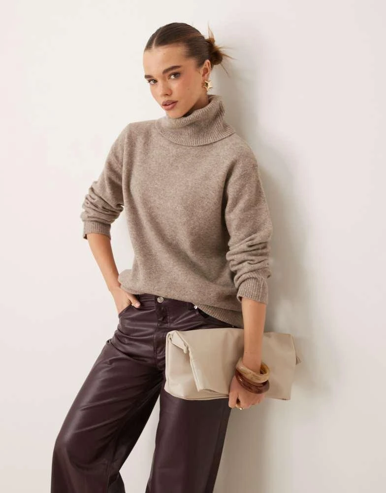 New Look New Look roll neck jumper in mink 1