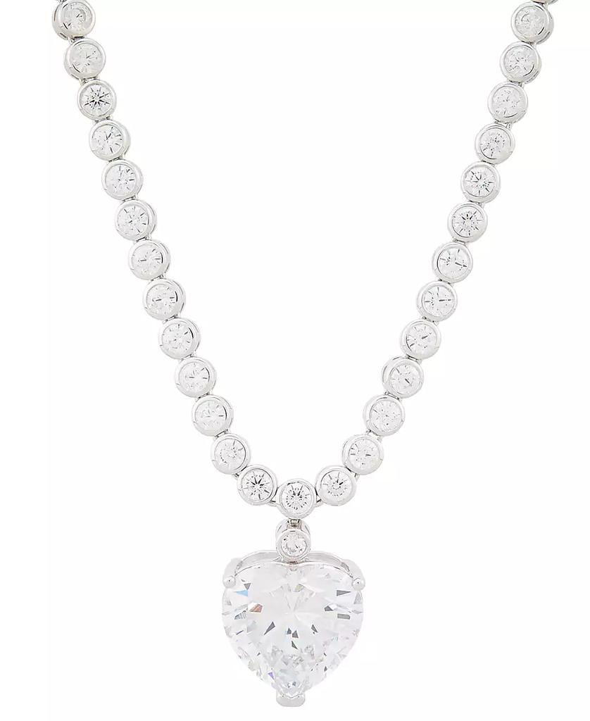Arabella Cubic Zirconia Heart 
Bezel-Set 18" Pendant Necklace in Sterling Silver