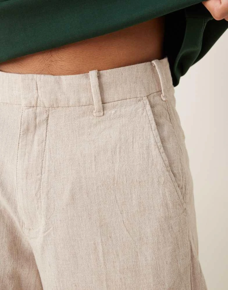 Abercrombie & Fitch Abercrombie & Fitch baggy linen trouser in tan 5