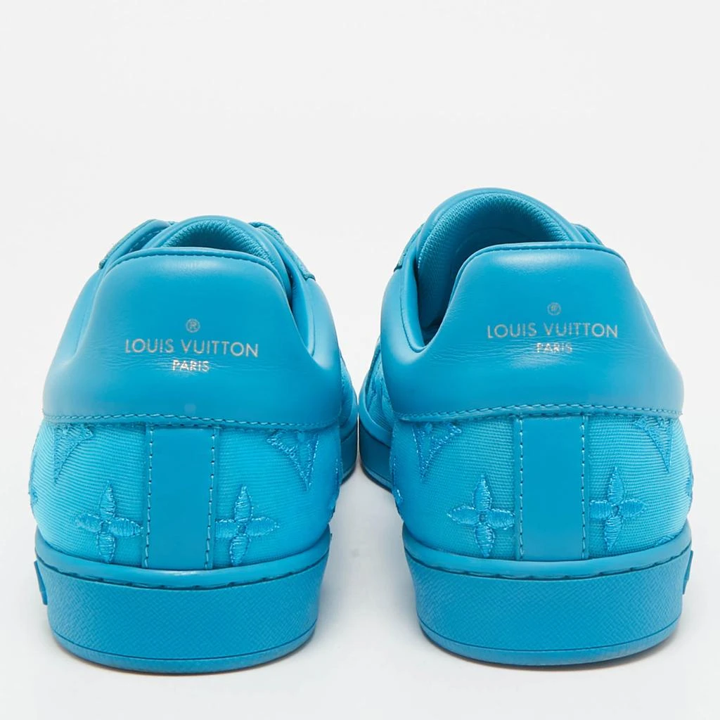 Louis Vuitton Louis Vuitton Blue Leather and Monogram Embroidered Mesh Luxembourg Sneakers Size 41 5