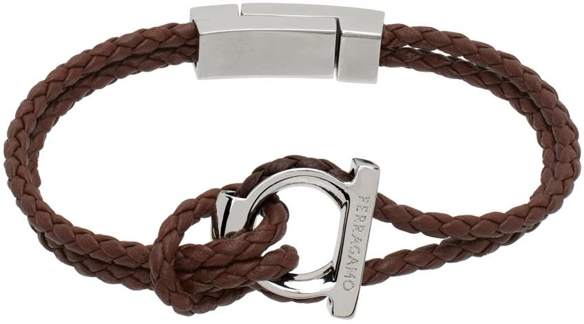 Salvatore Ferragamo Brown Gancini Bracelet