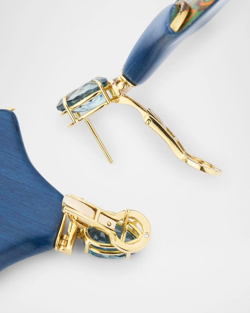 Silvia Furmanovich Peacock Marquetry Earrings with Diamonds, Sapphires and Emeralds 4