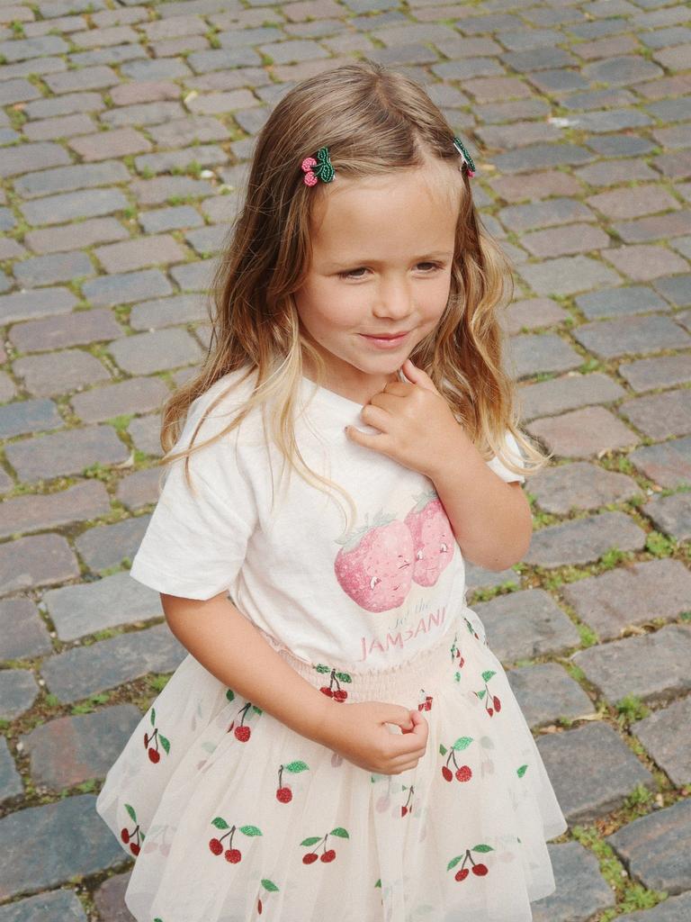 Konges Slojd Girls 2 Pack Pearly Cherry Hair Clips in Pink
