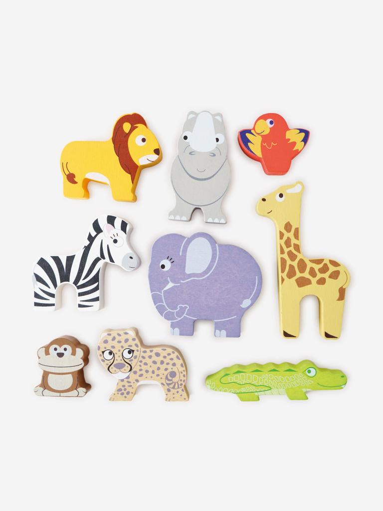 Le Toy Van Africa Stacking Animals & Bag-10 Piece (W:7 x D:2 x H:6cm)