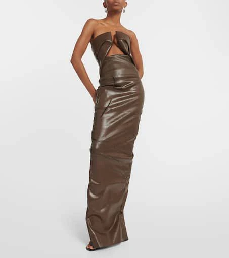 Rick Owens Strapless coated denim gown 2