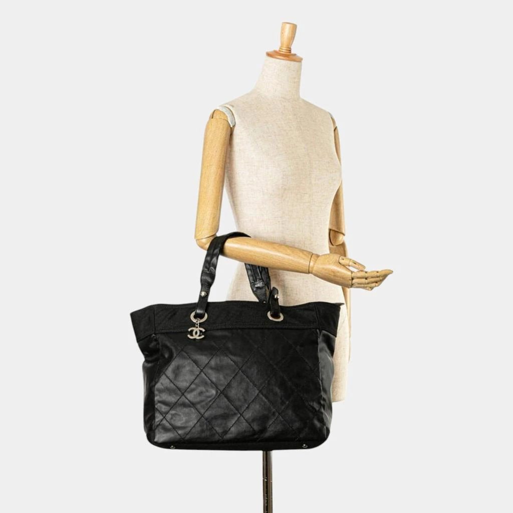 Chanel Chanel Black Leather Coco Mark Paris Biarritz MM  Tote Bag 9