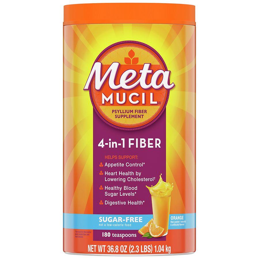 Metamucil 4 in 1 Daily Fiber Supplement Powder, for Digestive Health and Regularity Orange