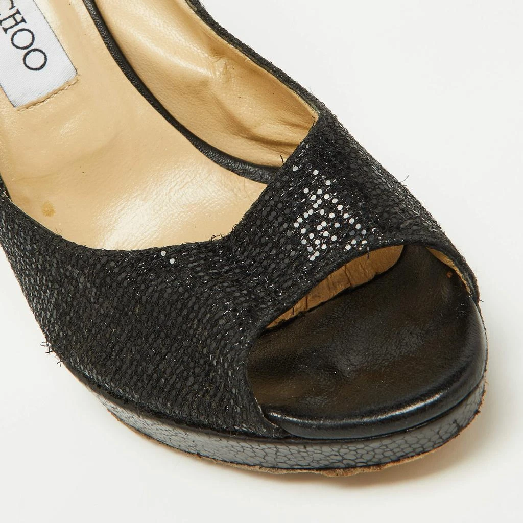 Jimmy Choo Jimmy Choo Black Glitter Fabric and Leather Luna Platform Pumps Size 39 8