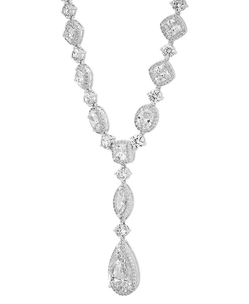 Arabella Cubic Zirconia Mixed Cut Teardrop 18" Lariat Necklace in Sterling Silver 4