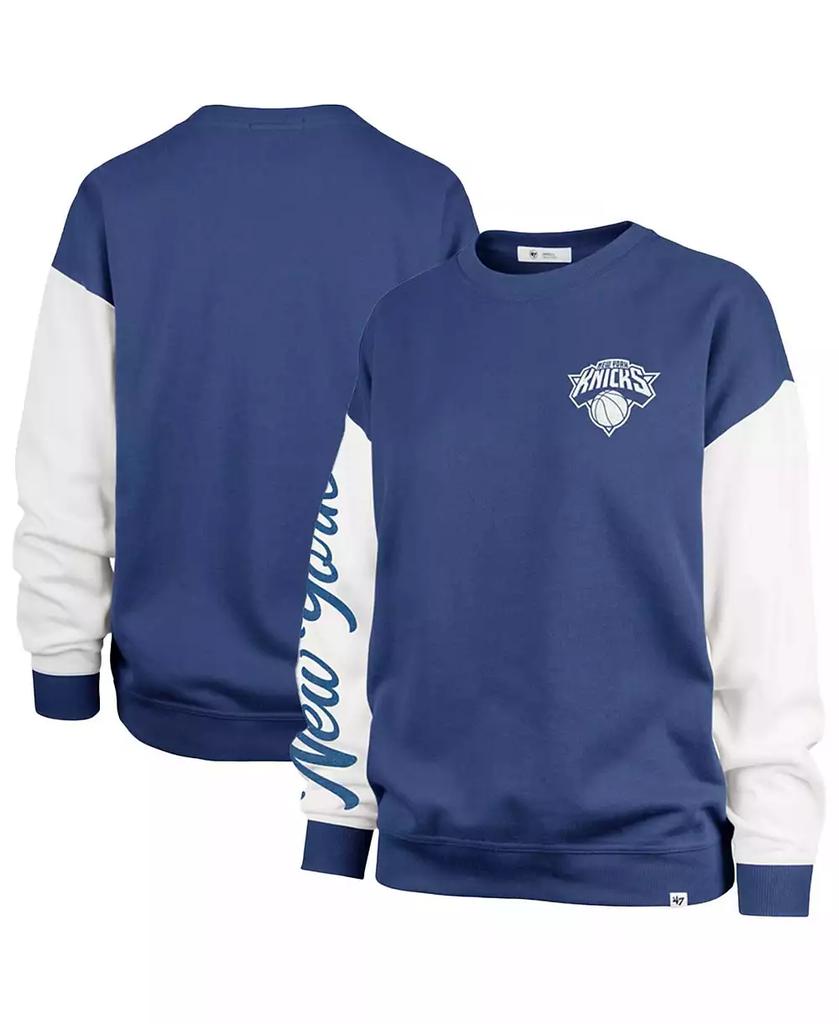 47 Brand Women's Blue New York Knicks Plus Size Oversized Rise Andie Pullover Sweatshirt