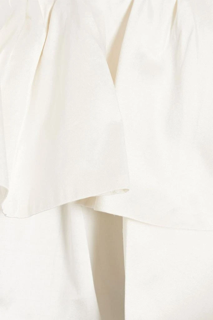 RASARIO Cold-shoulder ruffled taffeta and crepe mini dress 4