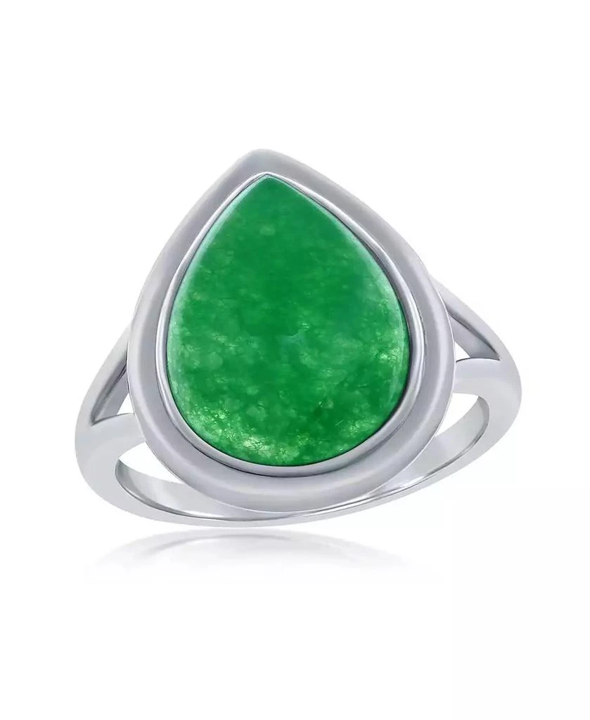 Caribbean Treasures Sterling Silver, 10x14mm Pear-Shaped Jade Ring