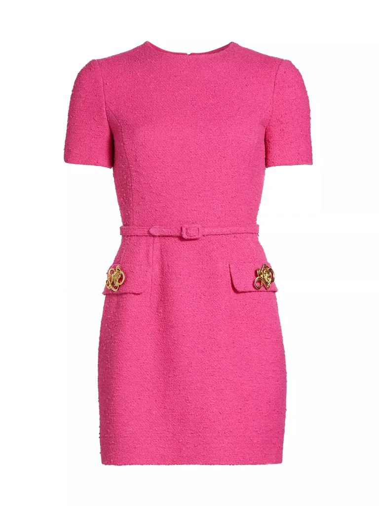 Oscar de la Renta Tweed Short-Sleeve Belted Minidress 1