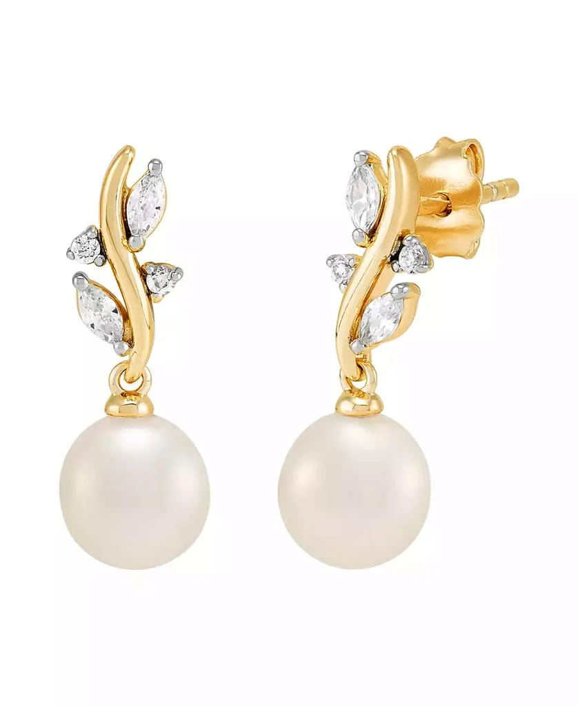 Macy
s 2-Pc. Cultured Freshwater Pearl (7-8mm)
White Cubic Zirconia Drop Earrings and Pendant Necklace Set in 14k Yellow Gold Over Sterling Silver 5