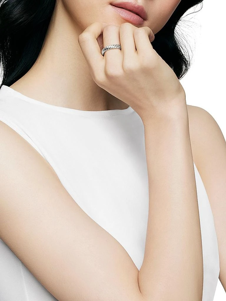 David Yurman Sculpted Cable Band Ring In 18K White Gold 2