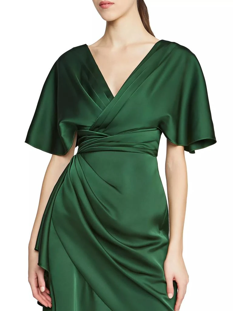 Theia Gwen Satin Gathered Midi-Dress 8