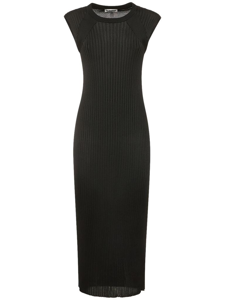 Jil Sander Bow-embellished bouclé-knit mohair-blend dress