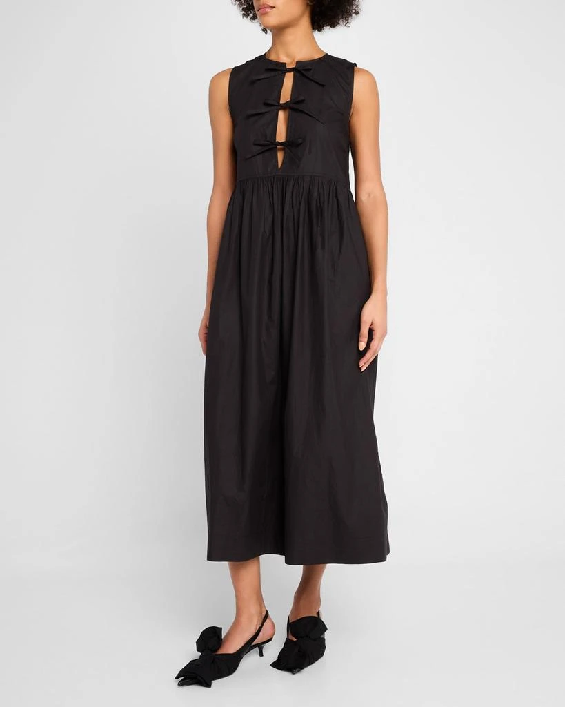 Ganni Tie-Front Cotton Poplin Midi Dress 4