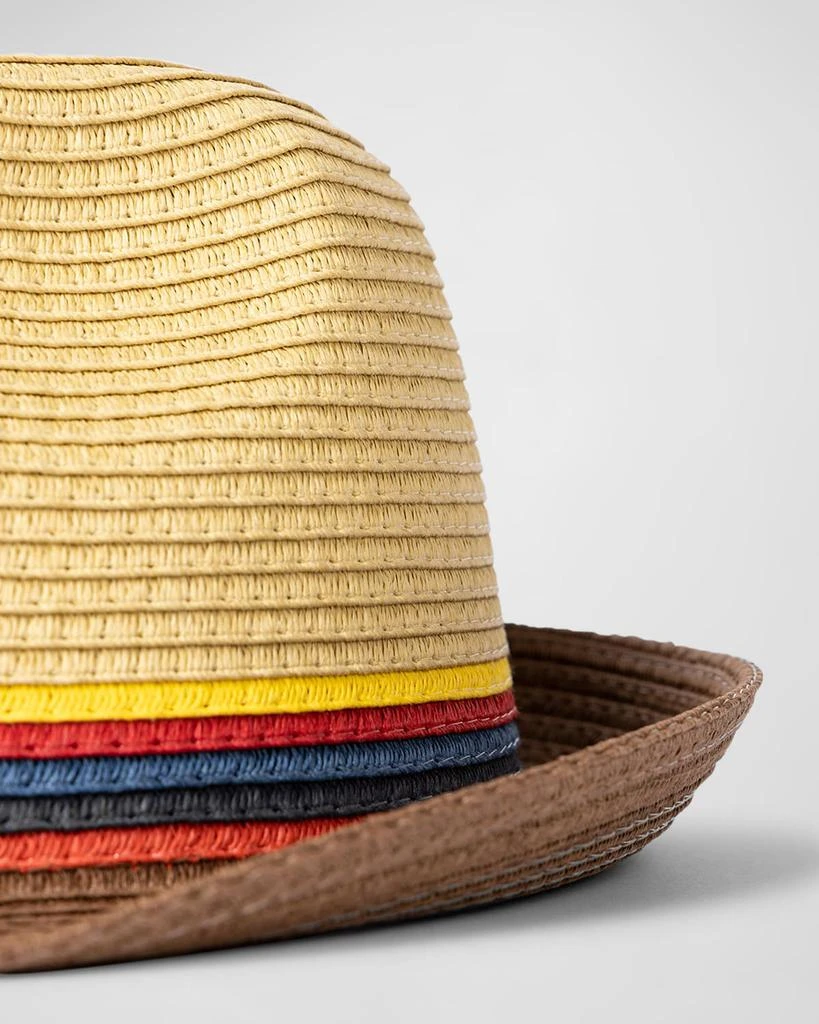 Paul Smith Men's Bright Stripe Straw Fedora Hat 3