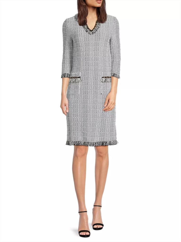 Misook Chain & Fringe-Trim Knit Heritage-Fit Shift Dress 2