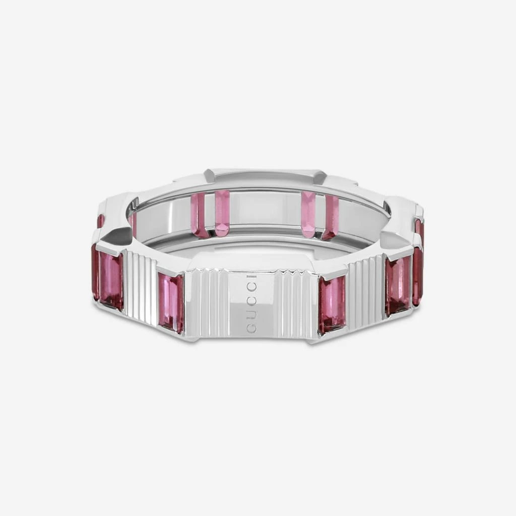Gucci Gucci Link to Love 18K White Gold 
Rubellite Band Ring YBC702414001016