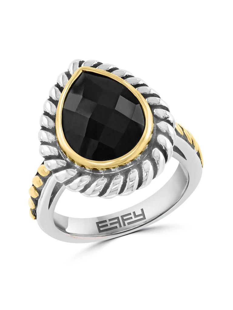 Effy ENY Sterling Silver, 18K Yellow Gold 
Onyx Ring