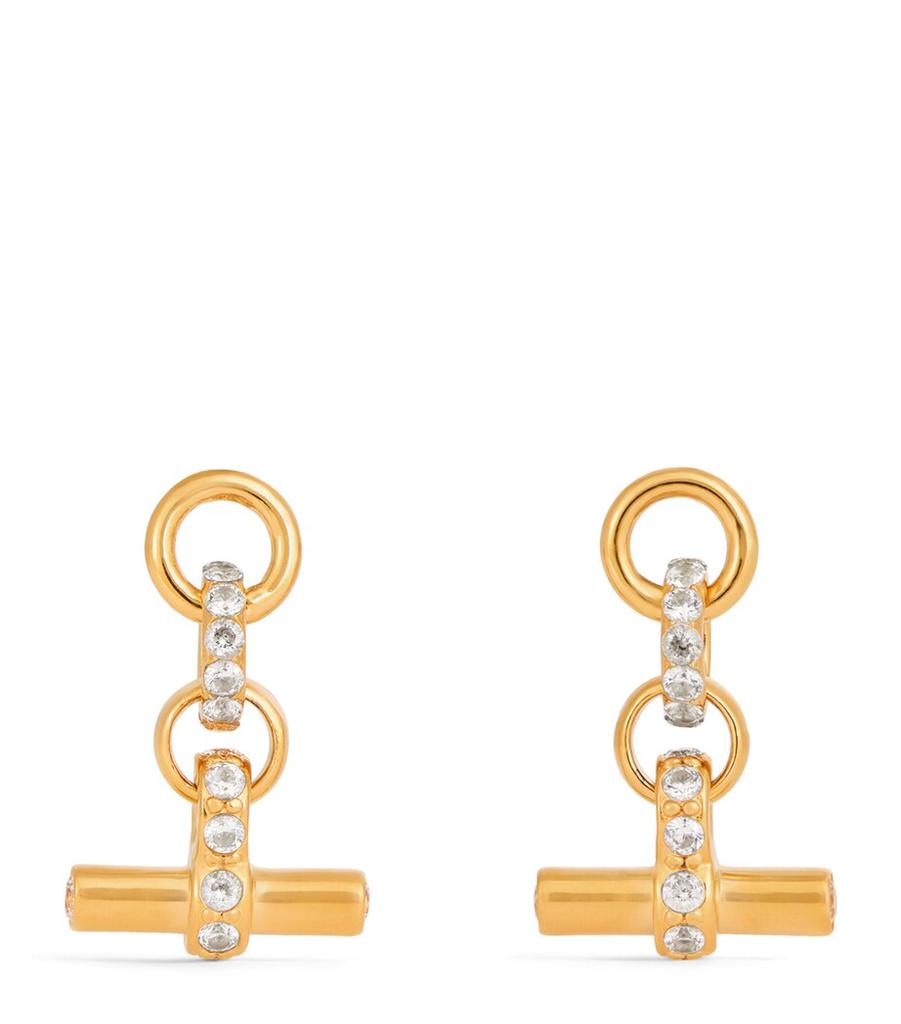 TILLY SVEAAS Gold-Plated Crystal T-Bar Earrings