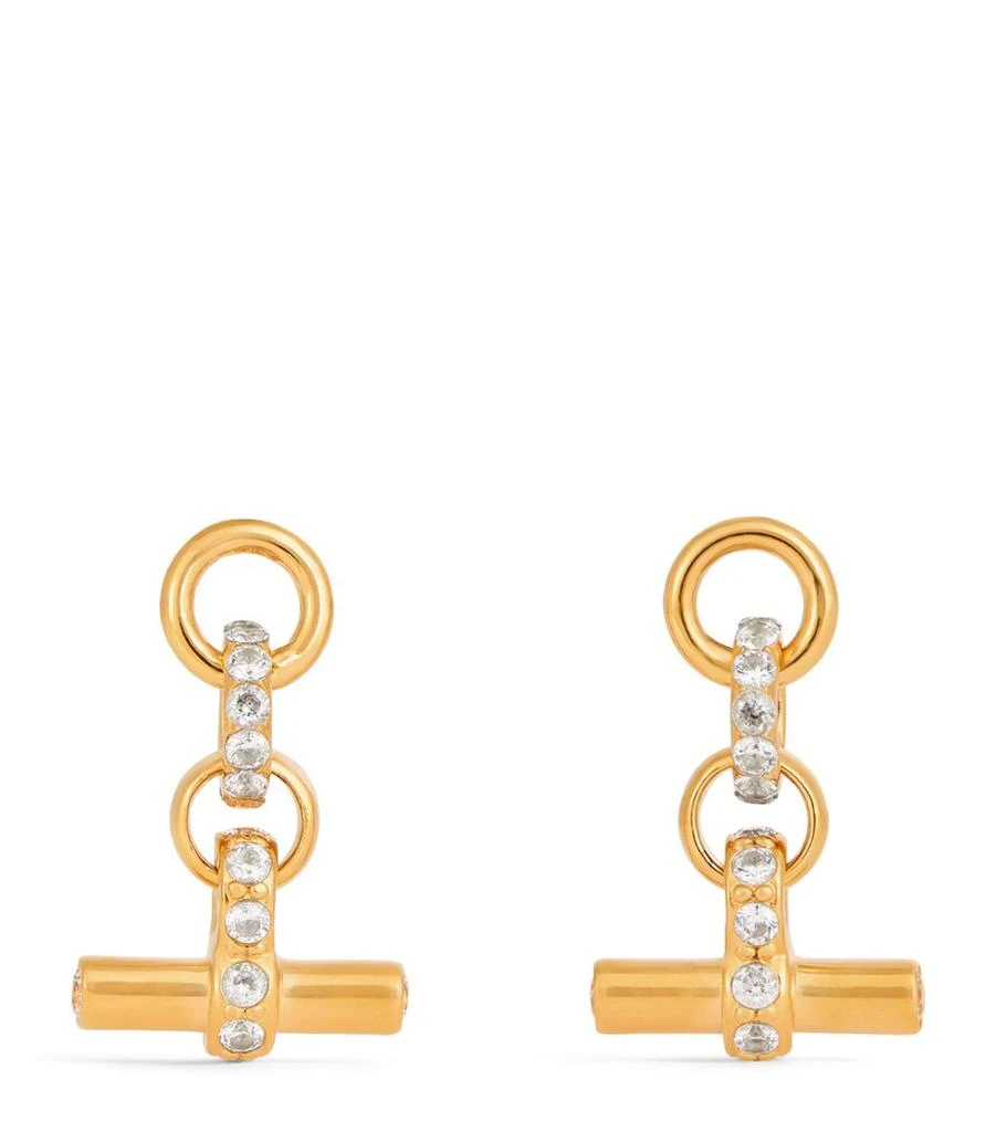 TILLY SVEAAS Gold-Plated Crystal T-Bar Earrings 1