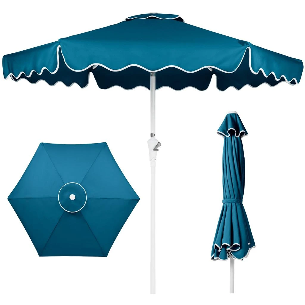 Best Choice Products 7.5ft Patio Market Umbrella with Wavy Trim, Fade-Resistant, Crank 
Tilt, Wind Vent - Peacock