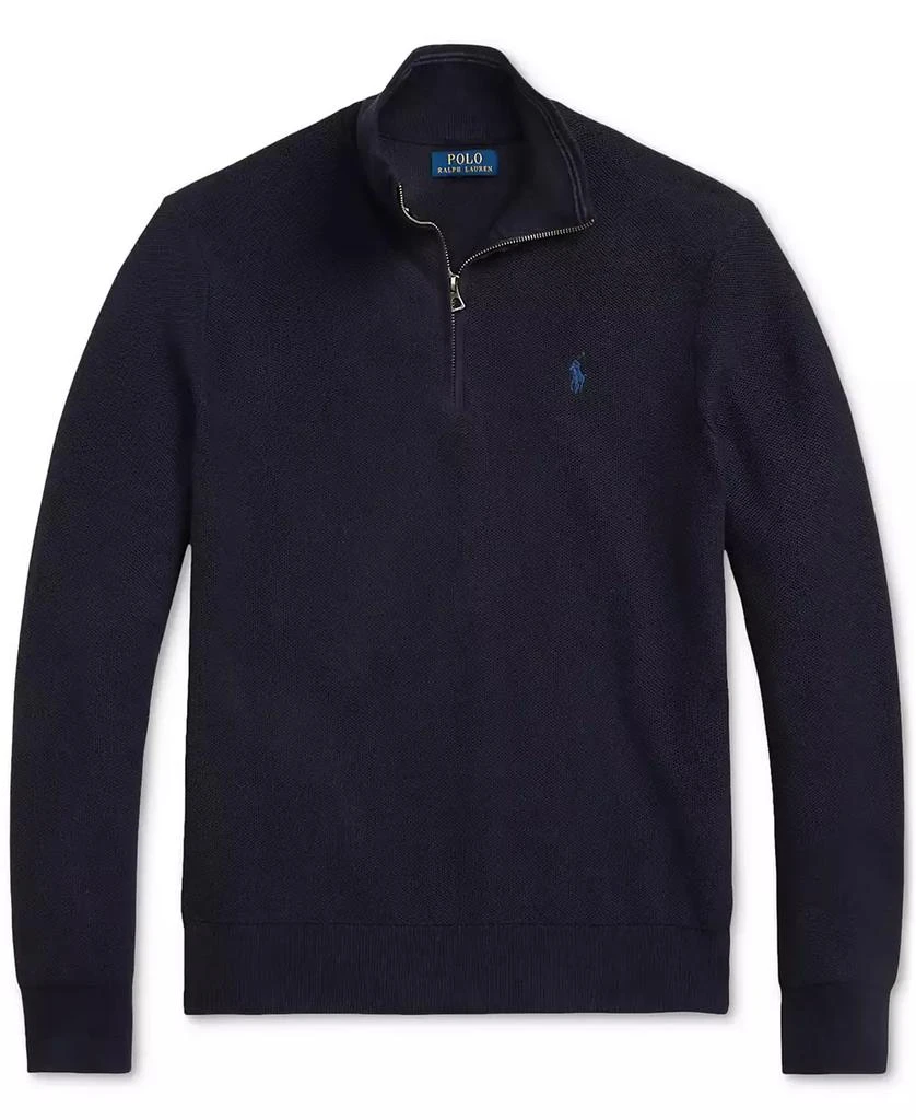 Ralph Lauren Men's Mesh-Knit Cotton Quarter-Zip Sweater 5
