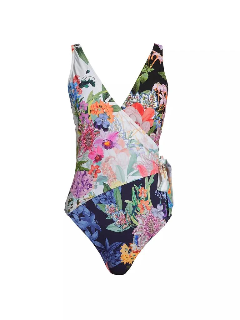 Johnny Was Neon Jungle Wrap One-Piece Swimsuit 1