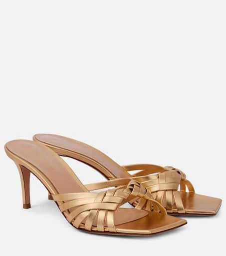 Gianvito Rossi Woven metallic leather mules 1