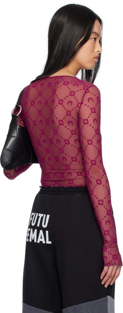 MARINE SERRE Purple Moonogram Second Skin Cropped T-shirt 3