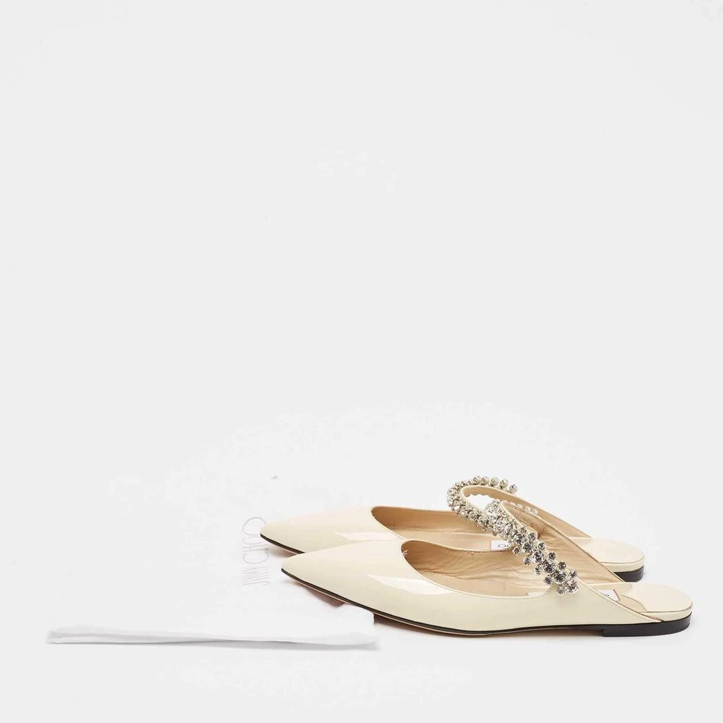 Jimmy Choo Jimmy Choo Cream Patent Leather Bing 65 Crystal Embellished Mule Size 36 9
