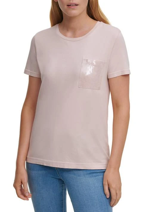 DKNY Short Sleeve Sequin Pocket T Shirt 1