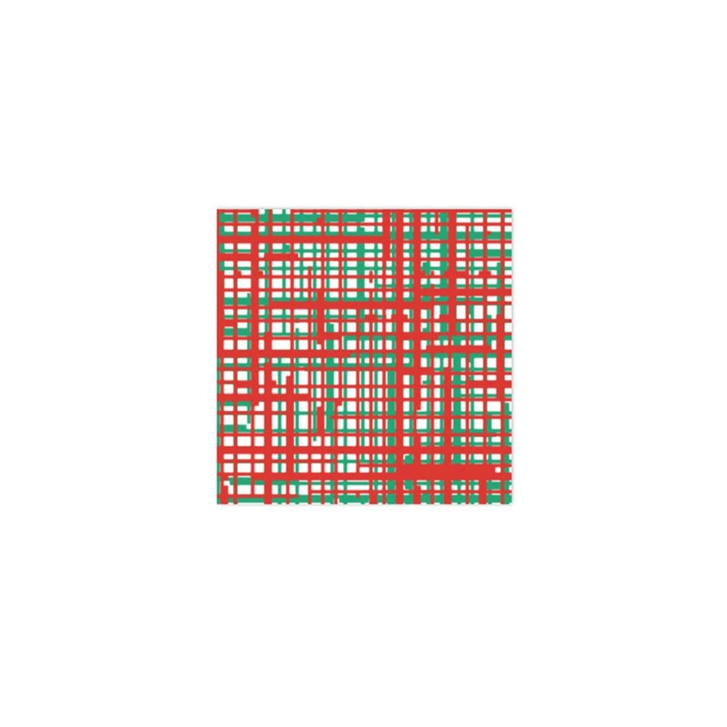 VIETRI Papersoft Napkins Plaid Green & Red Cocktail Napkins (Pack of 20) 1