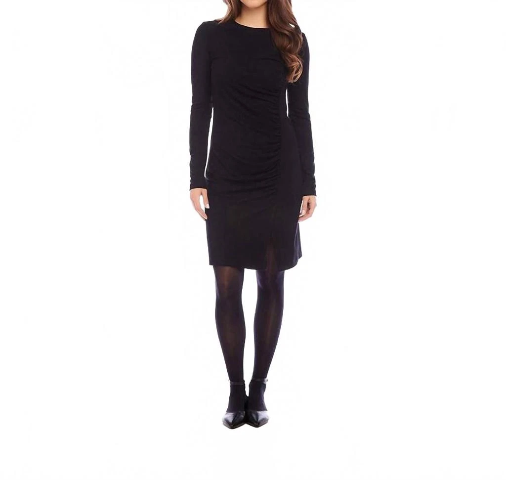 Karen Kane Shirred Long Sleeve Dress In Black - Dresses & Skirts -  BeyondStyle