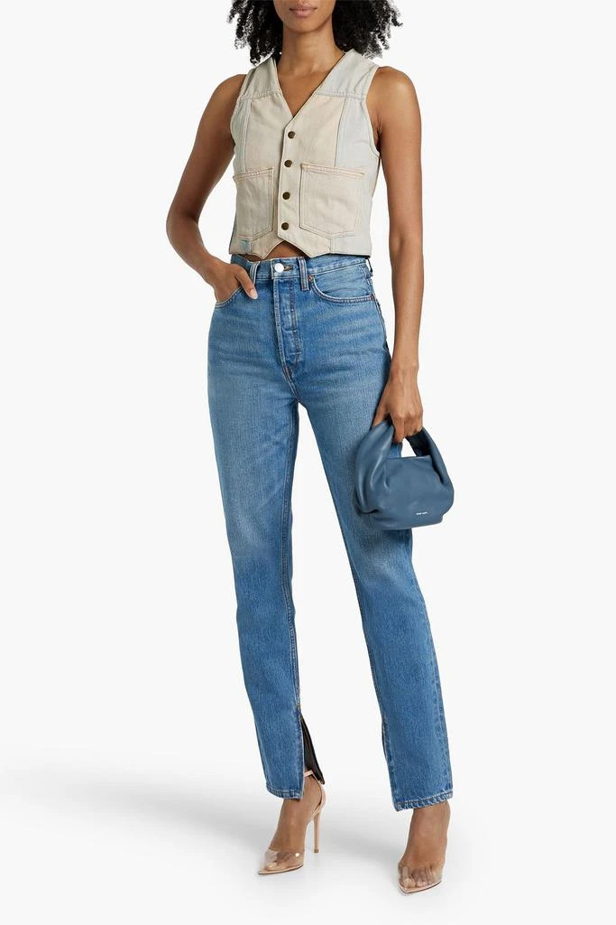Re/Done Cropped faded denim vest 2
