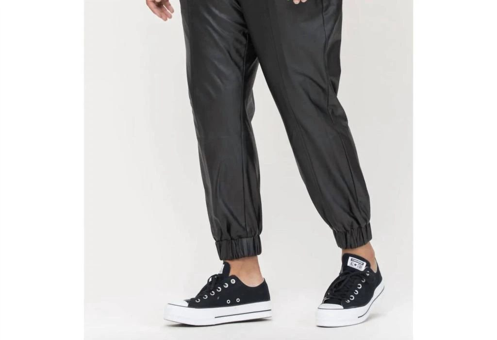 CELLO Faux Leather Joggers (Plus) In Black 2