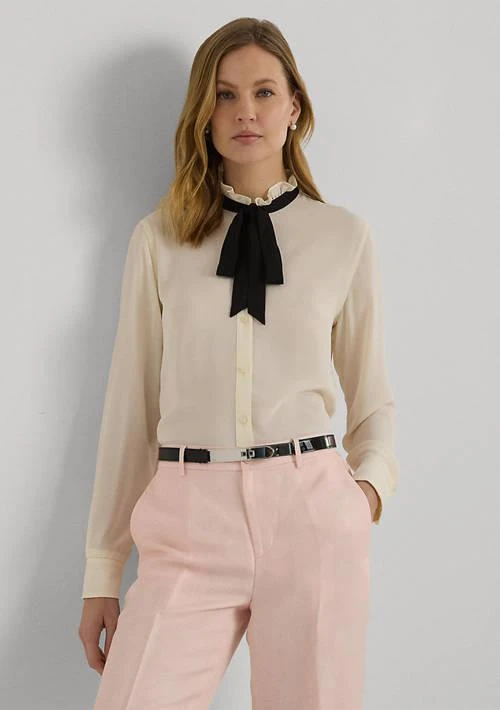 Ralph Lauren Ralph Lauren Classic Fit Georgette Tie Neck Shirt 1