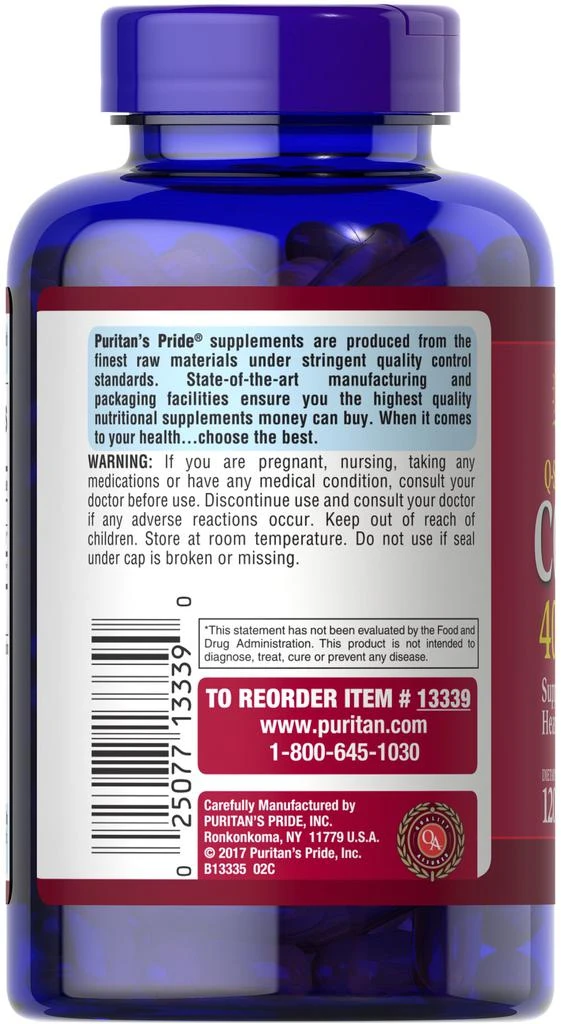 Puritan's Pride Q-Sorb CO Q-10 400 mg, 120 softgels 5