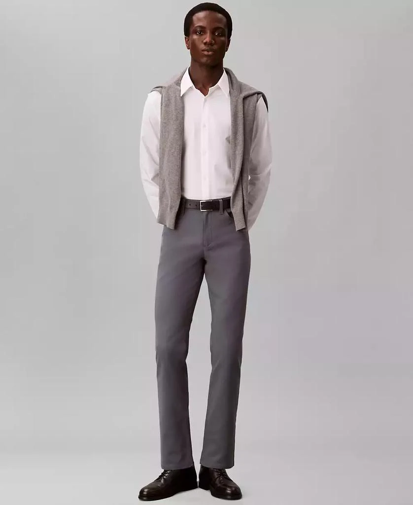 calvin klein men's slim-fit stretch dress pants Calvin Klein Men's Refined Stretch Pant - Black